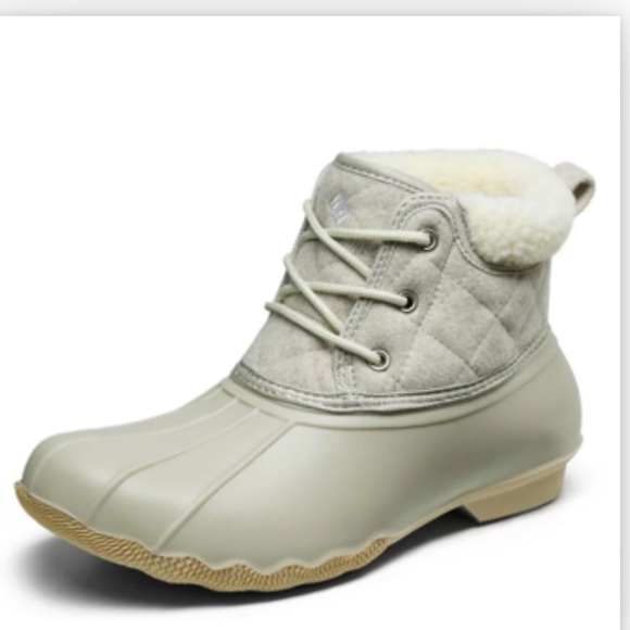 🆕Dream Pairs Women’s Sherpa Lined Lace-up Duck Snow Boots Grey / Beige Size 6 - Picture 2 of 5